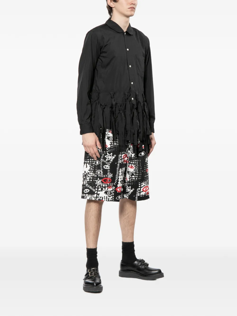 Black Comme Des Garçons Shirt met lange mouwen en franje Zwart