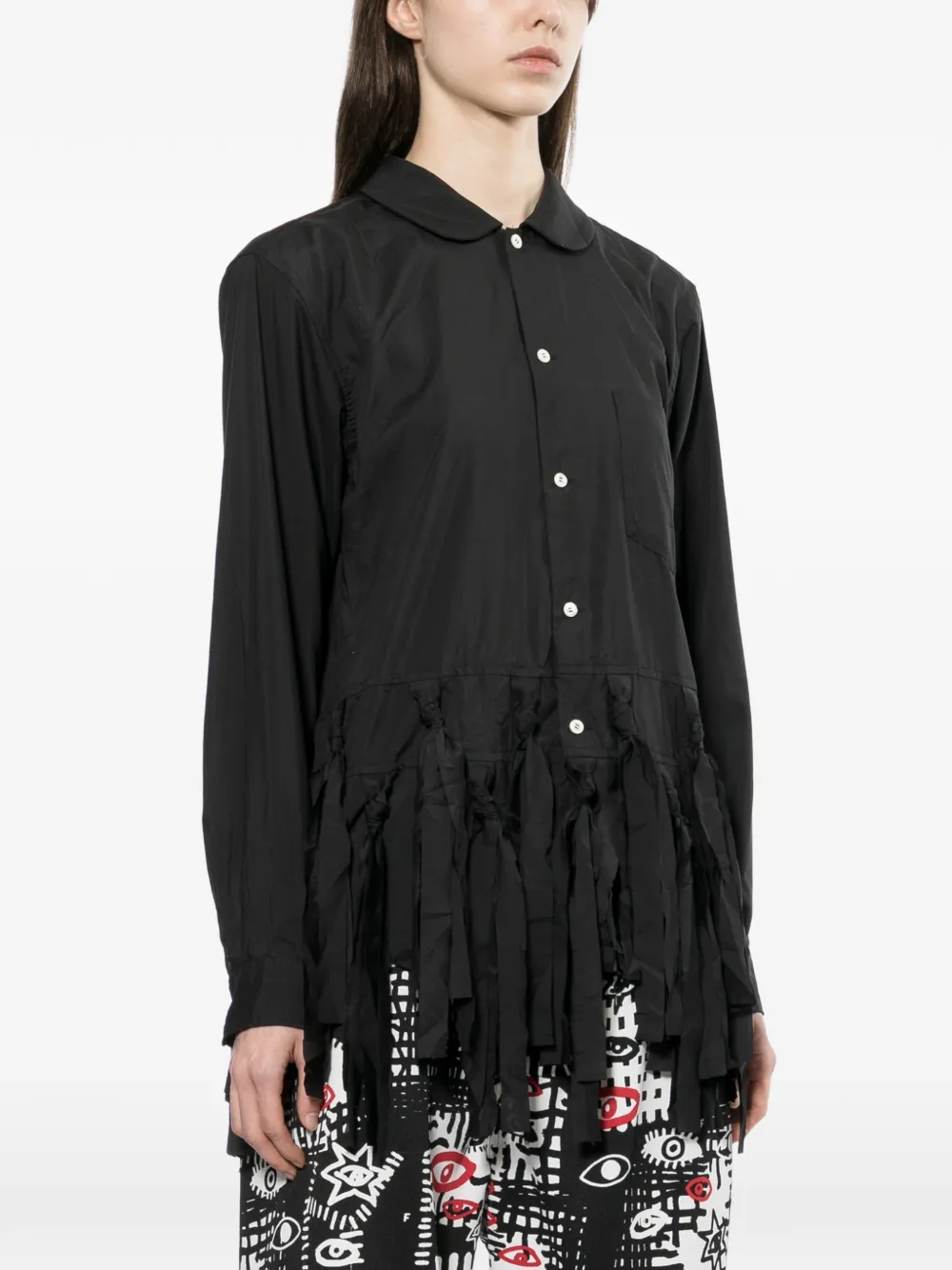 Black Comme Des Garçons Shirt met lange mouwen en franje Zwart
