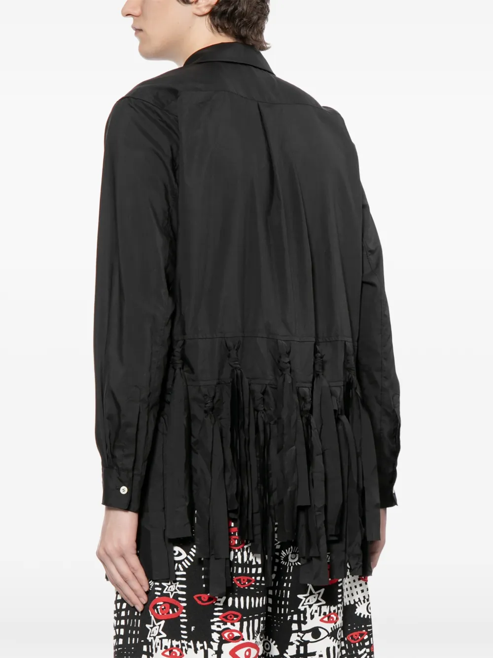 Black Comme Des Garçons Shirt met lange mouwen en franje Zwart