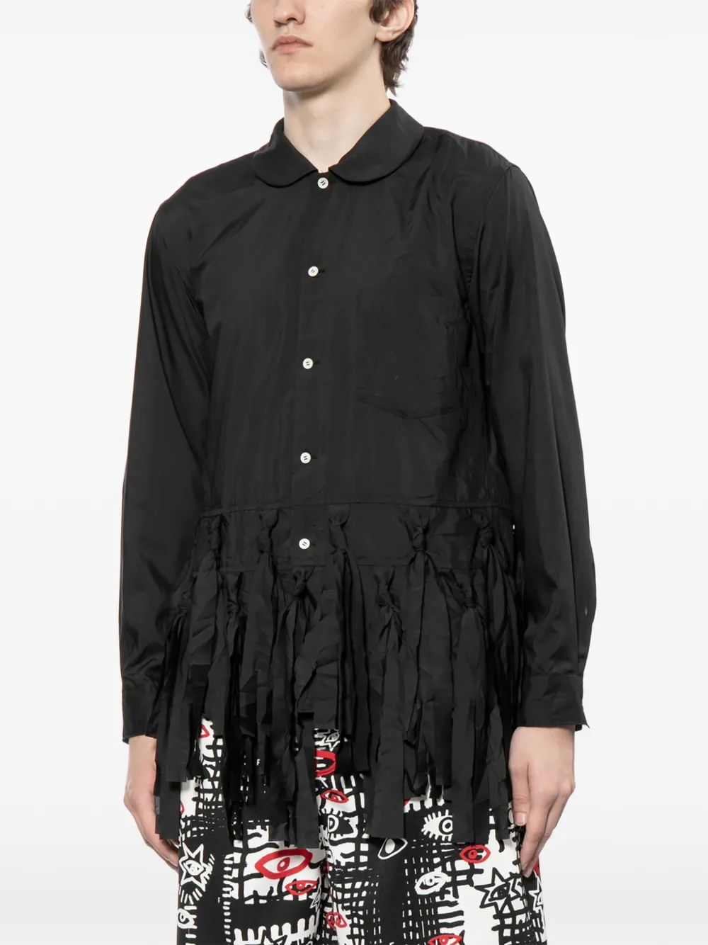 Black Comme Des Garçons Shirt met lange mouwen en franje Zwart