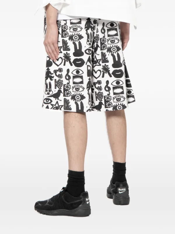 BLACKCOMMEdesGARÇONS ShortsSarouelStyle Black Comme Des Garçons graphic-print Zip Shorts | White | FARFETCH ZA