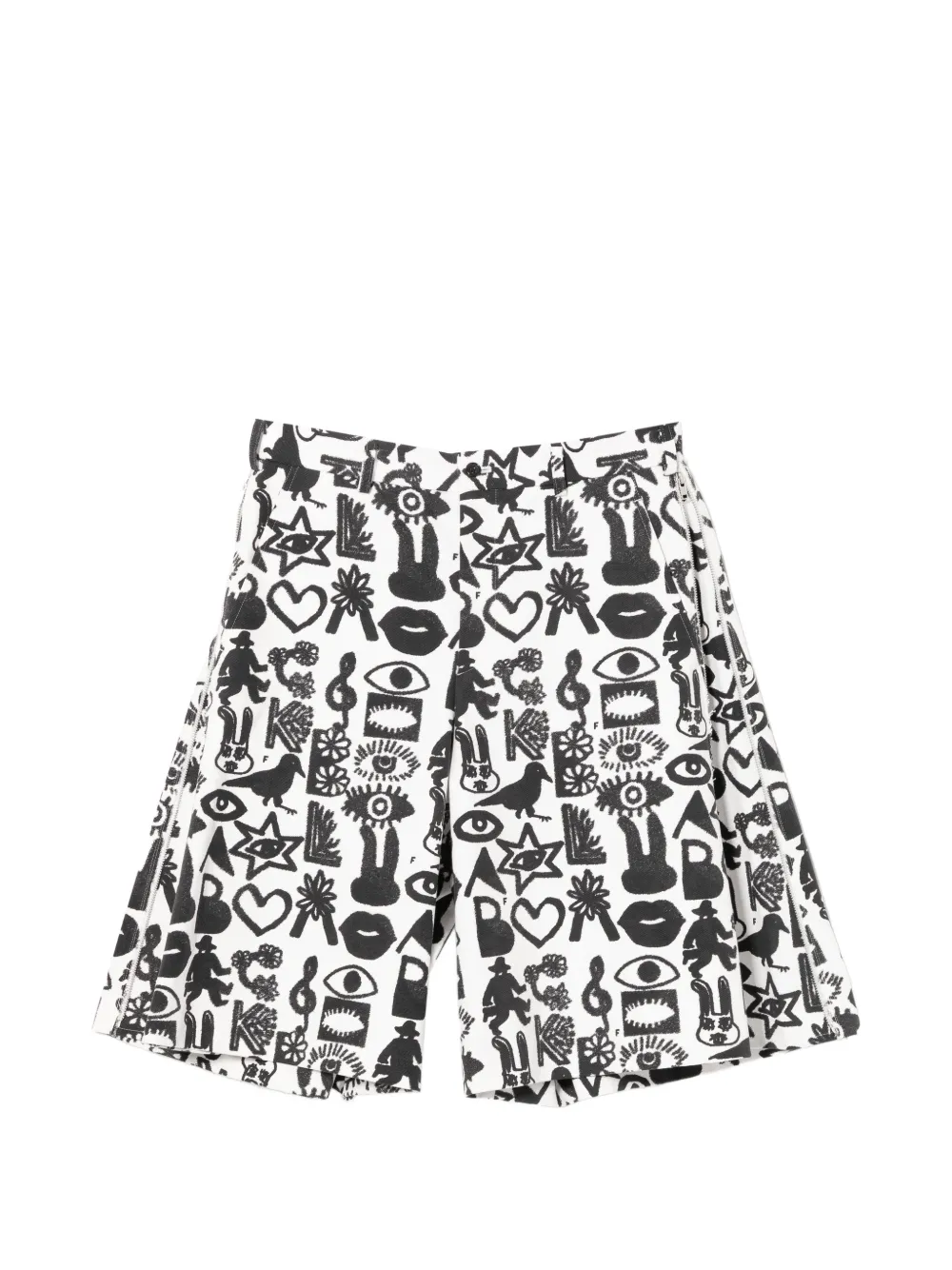 Black Comme Des Garçons Shorts mit grafischem Print - Weiß