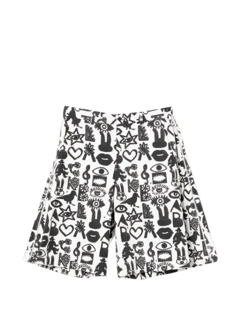 Black Comme Des Garçons graphic-print zip shorts