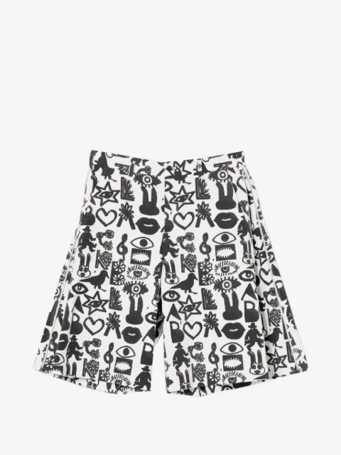 Black Comme Des Garçons bermudas con estampado gráfico