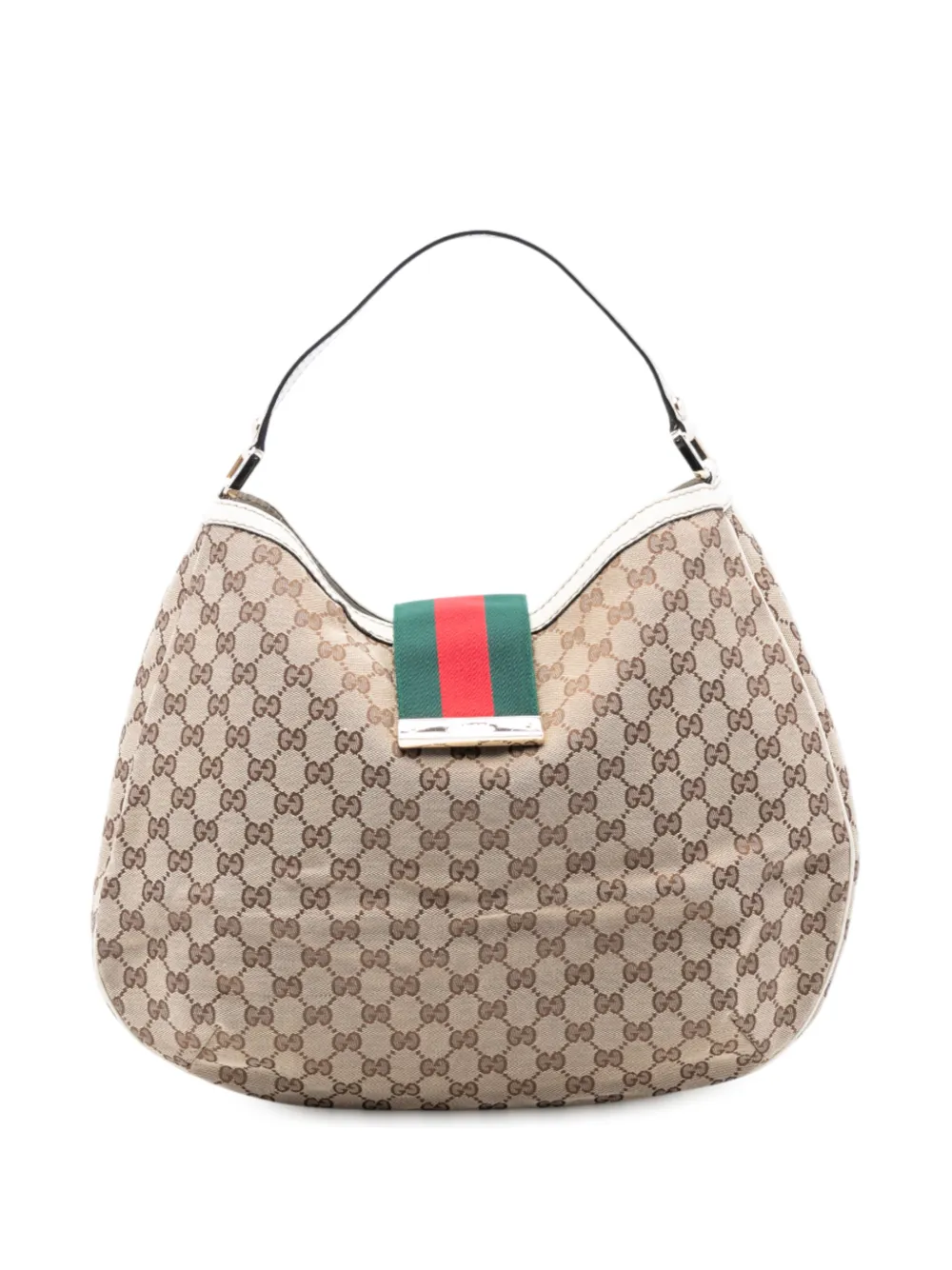 Gucci Pre-Owned Borsa passepartout New Ladies grande in tela GG con nastro Web 2016-2025 - Marrone