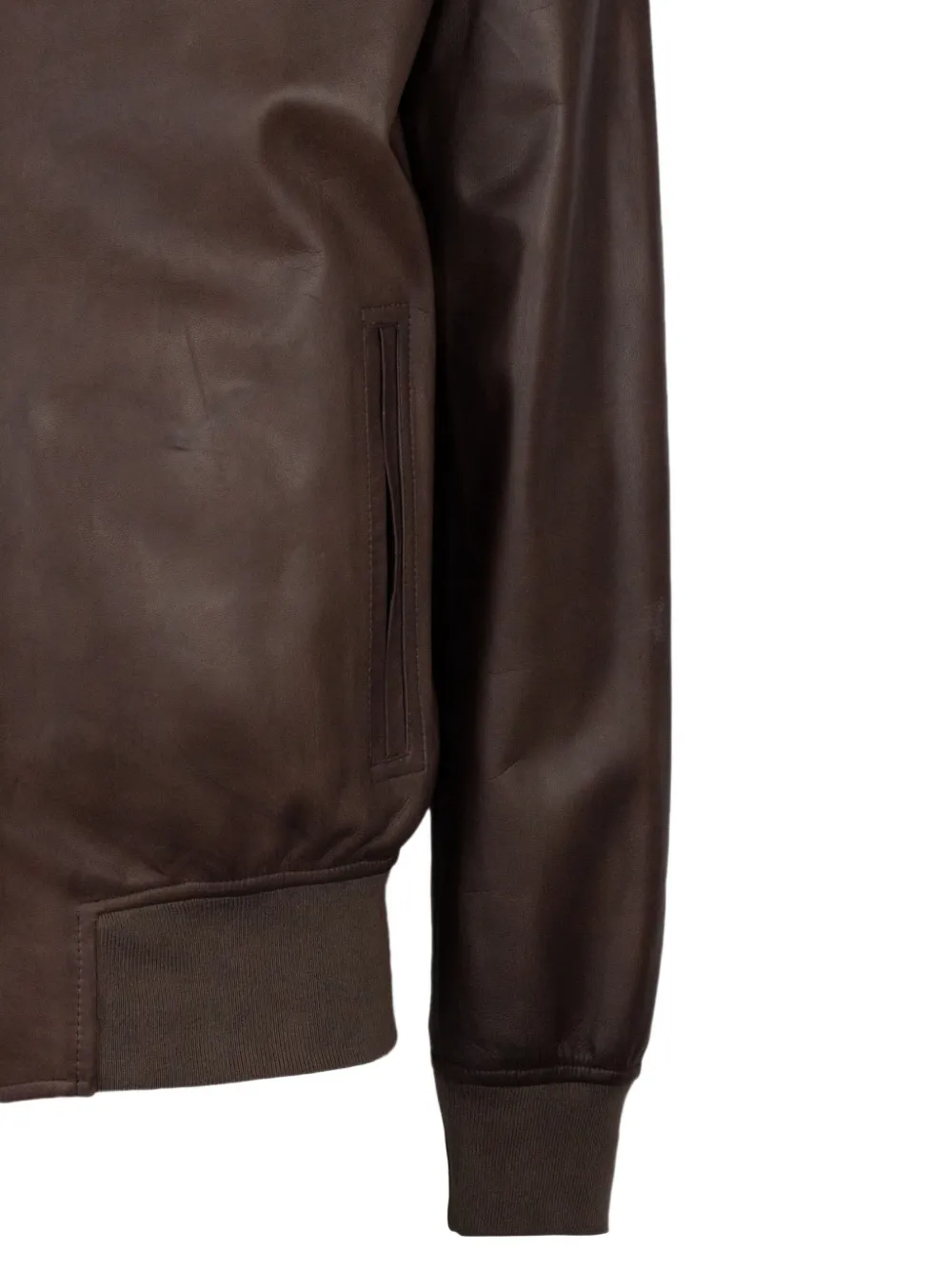  Volfagli Zip-up Lambskin Bomber Jacket - Brown 