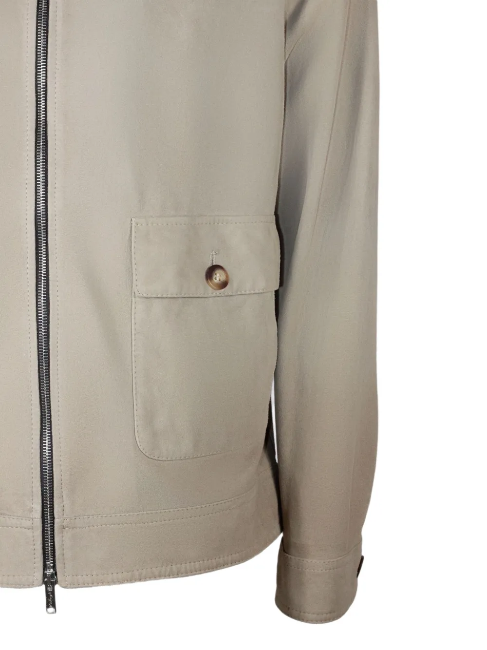  Volfagli Plutone High-collar Suede Jacket - Neutrals 