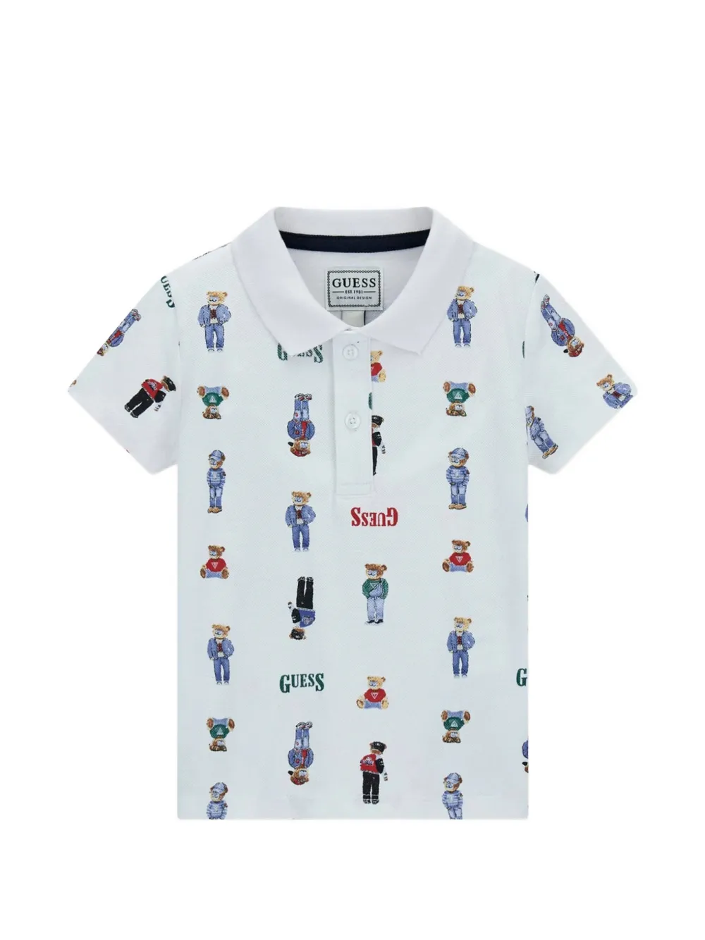 guess kids bear-print polo shirt - Bianco