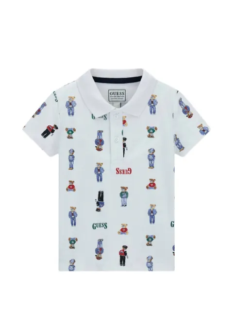 guess kids bear-print polo shirt