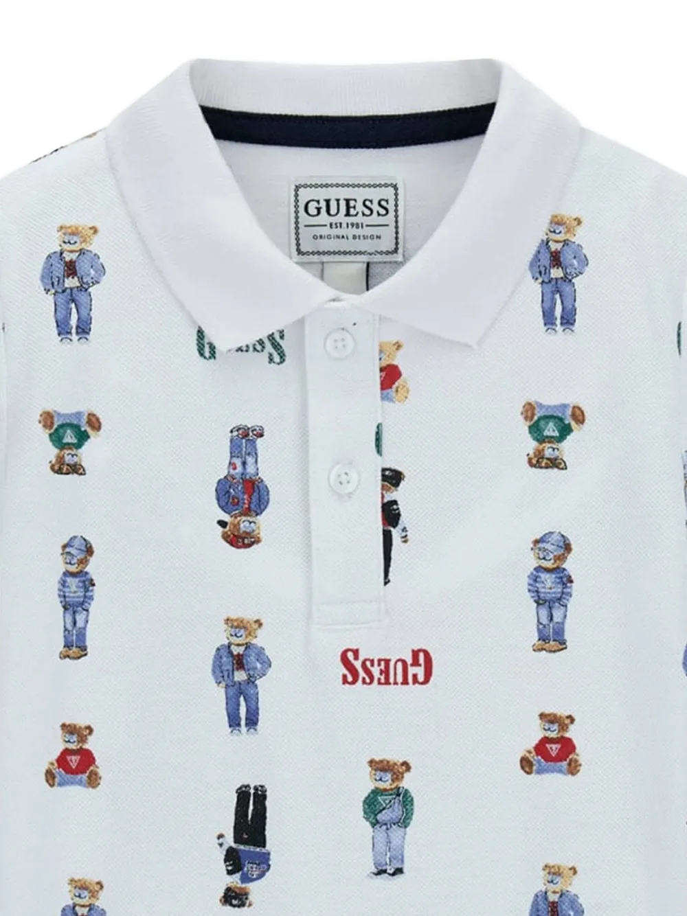 guess kids Poloshirt met beerprint Wit