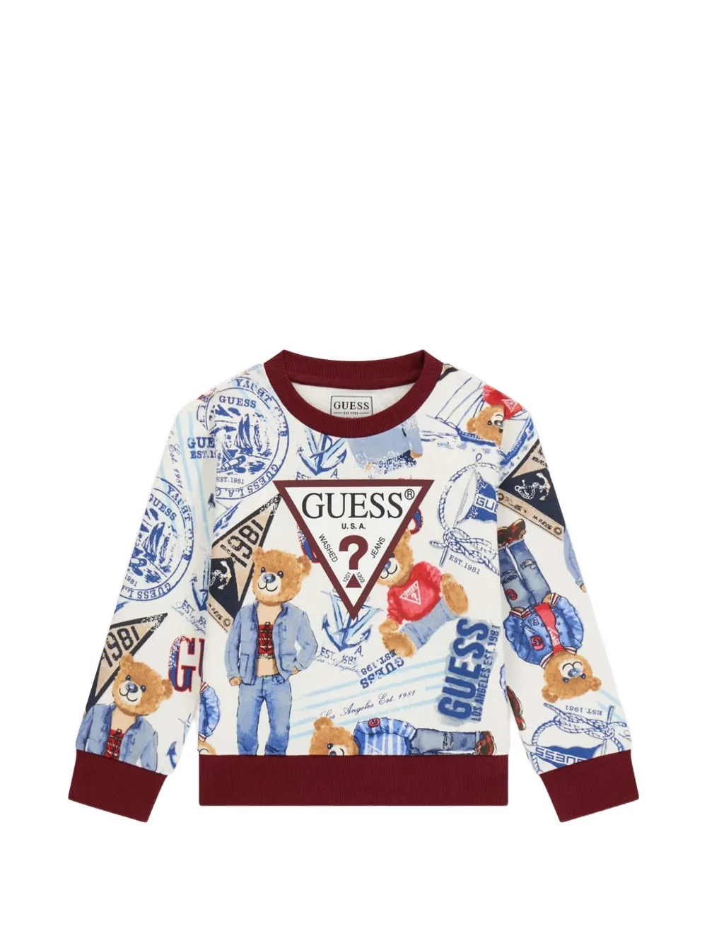 guess kids bear-print sweatshirt - Bianco