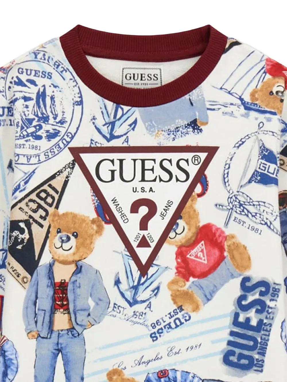 guess kids Sweater met teddybeerprint Wit