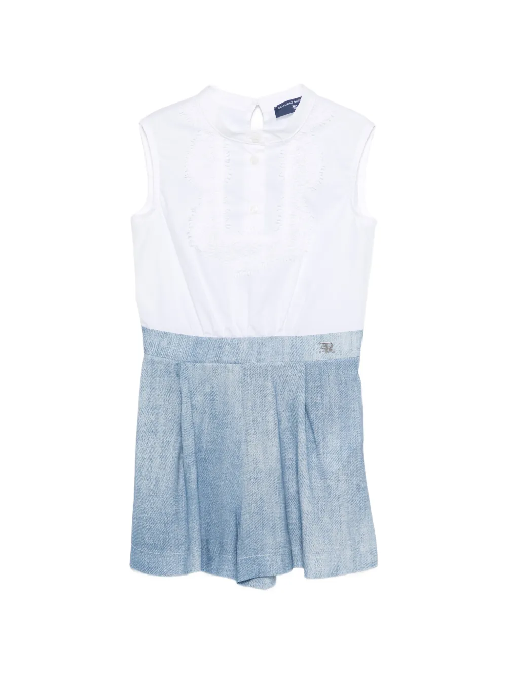 Ermanno Scervino Junior Kids' Embroidery Panel Dress In White