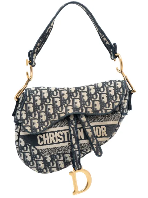 Christian Dior Pre-Owned Borsa a spalla Saddle in tela con ricamo e motivo Oblique 2022