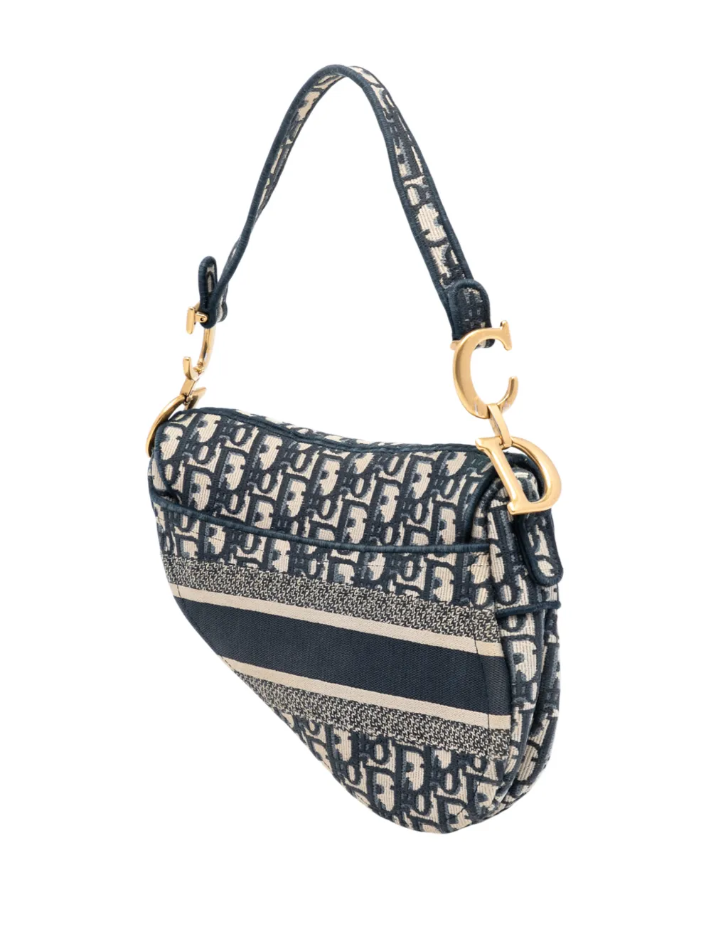2022 Oblique Embroidered Canvas Saddle Bag Shoulder Bag