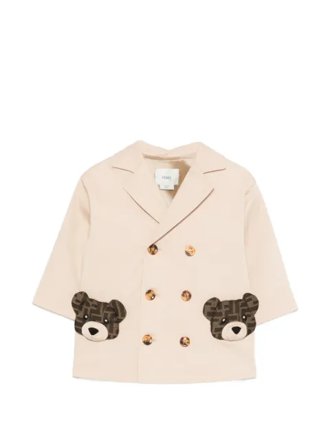 Fendi Kids bear -ppliqué double-breasted jacket