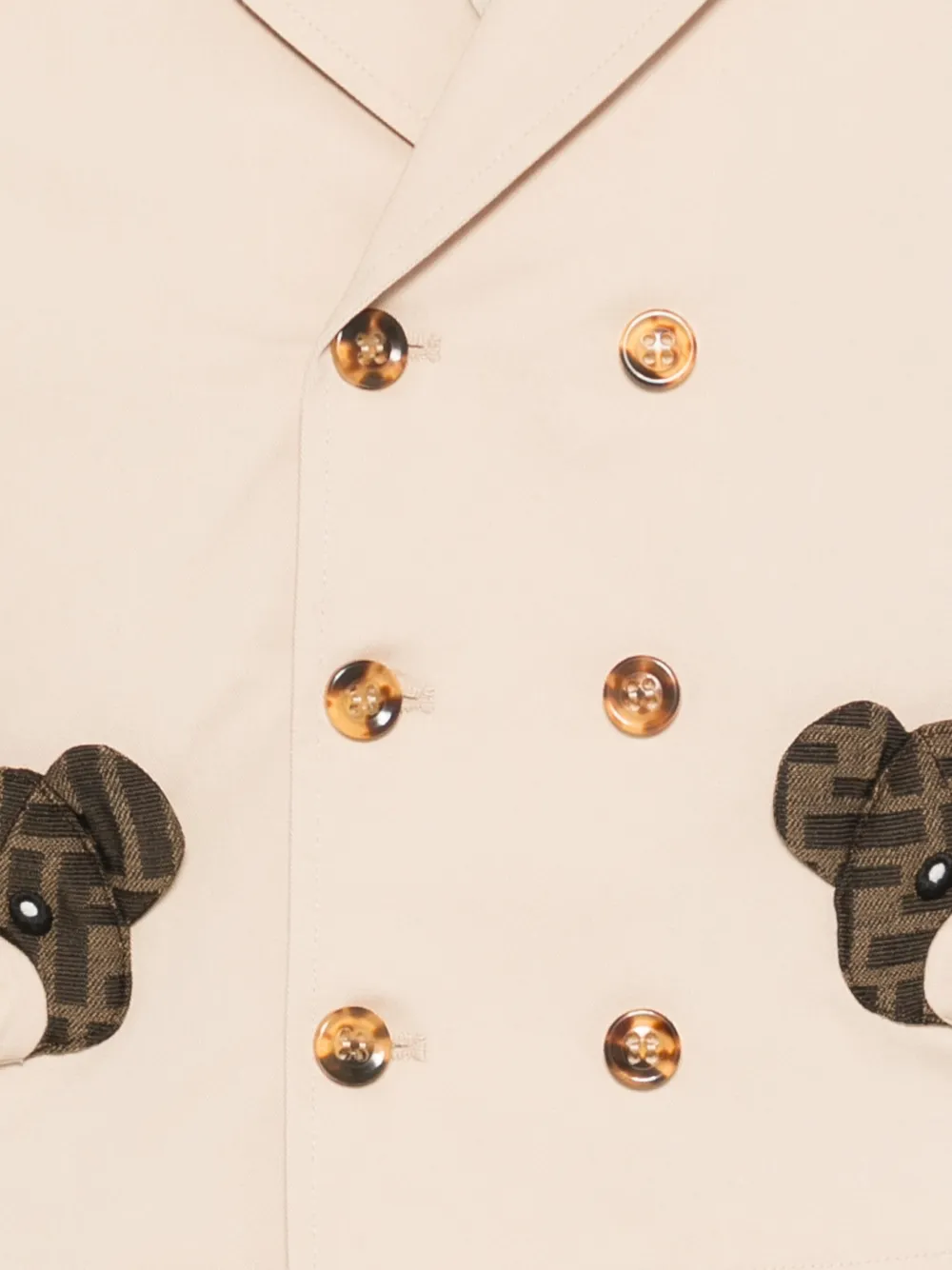 Fendi Kids Jack met dubbele rij knopen en beerapplicatie Beige