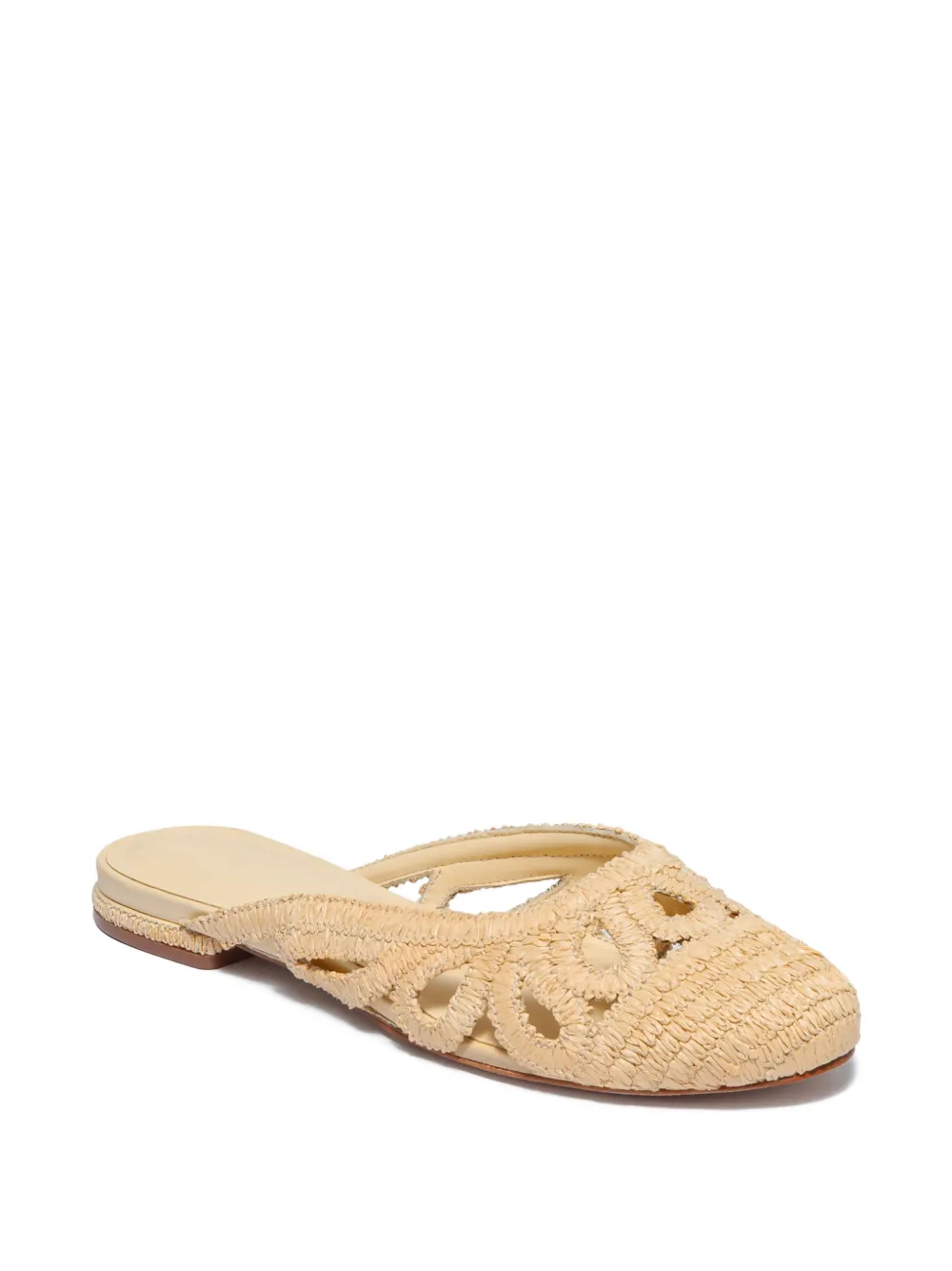 Bernardo Cappadocia raffia muiltjes met uitgesneden details Beige