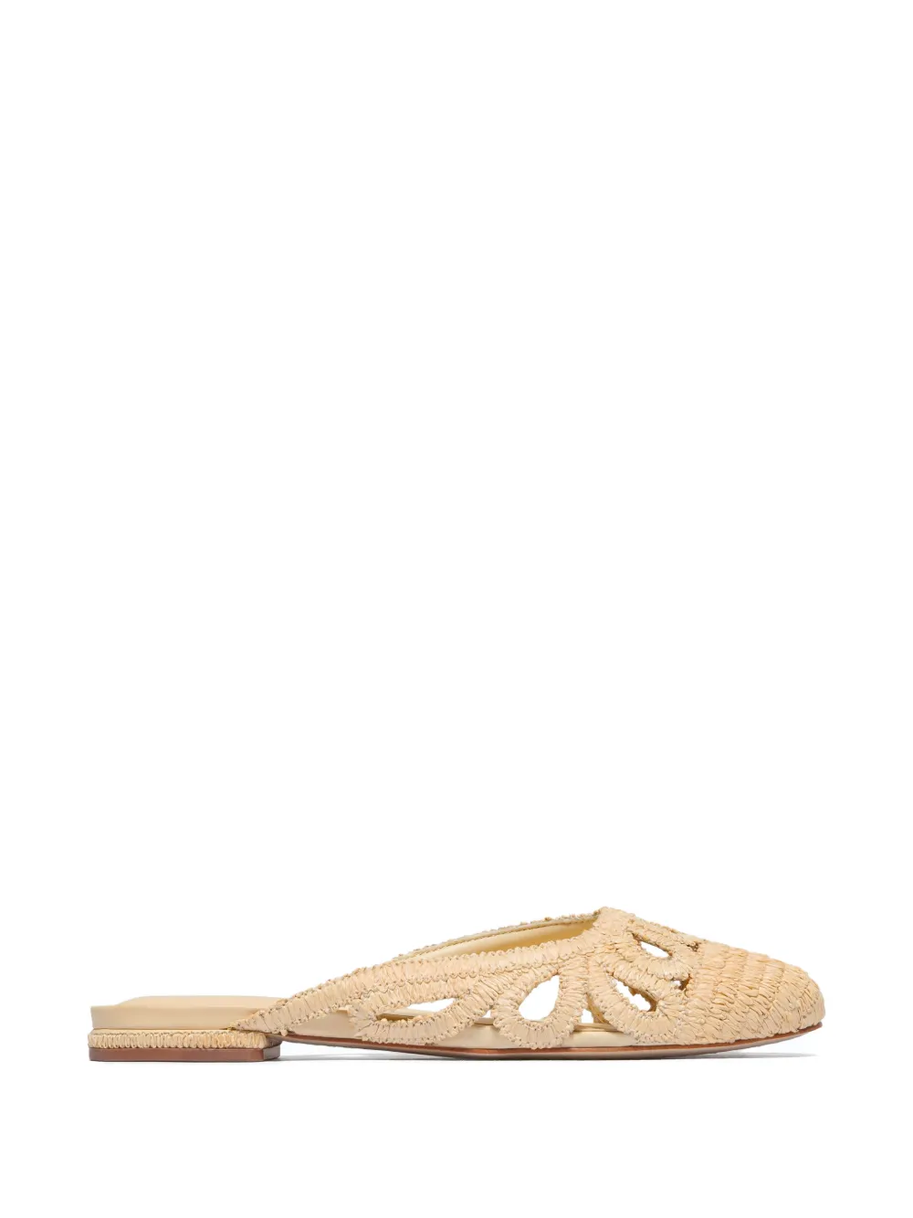 Bernardo Cappadocia raffia muiltjes met uitgesneden details Beige
