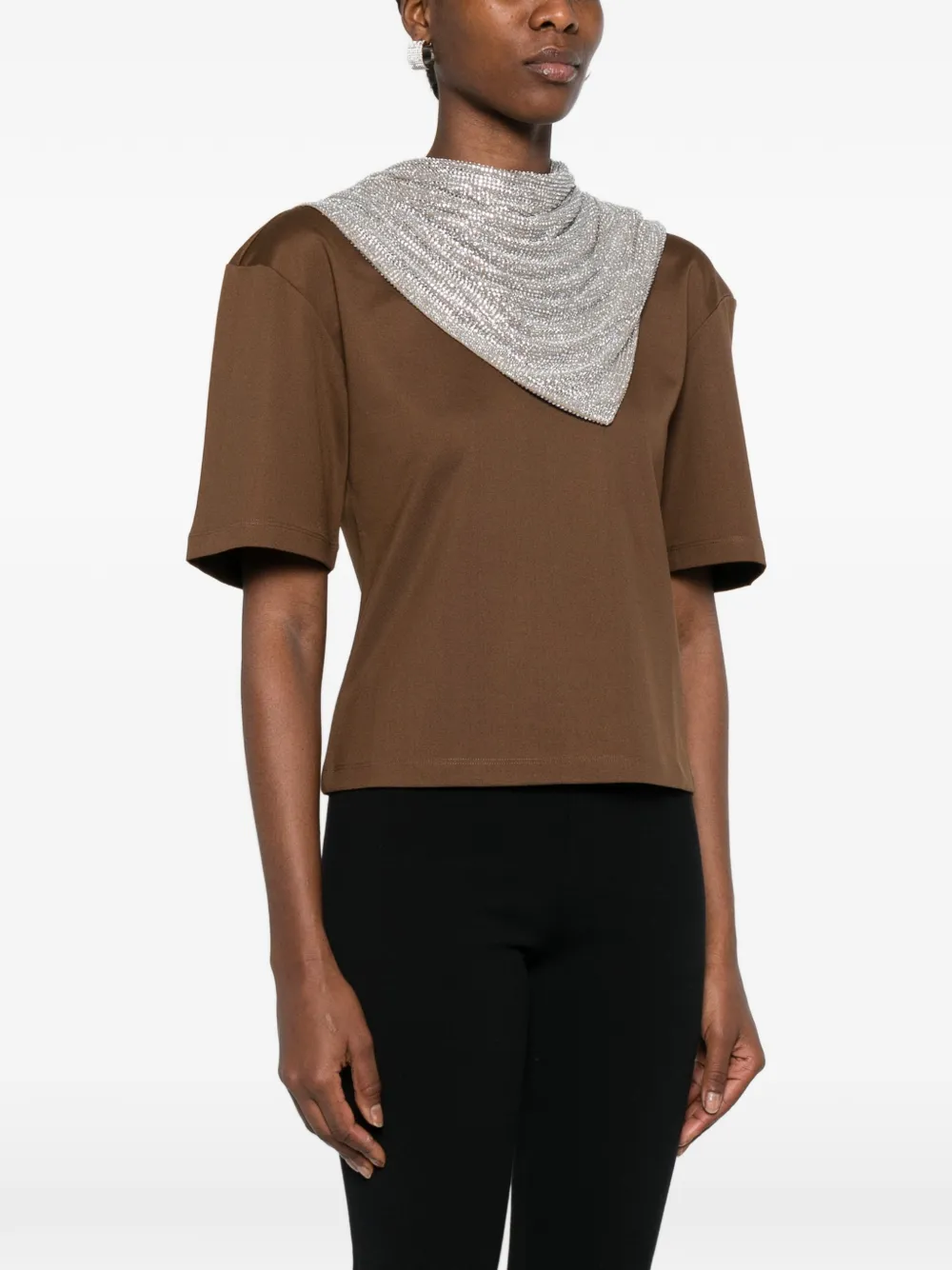  Giuseppe Di Morabito Embellished-detail Draped T-shirt - Brown 