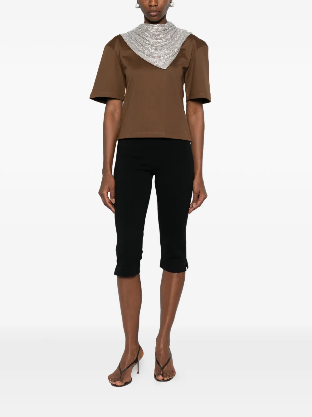  Giuseppe Di Morabito Embellished-detail Draped T-shirt - Brown 