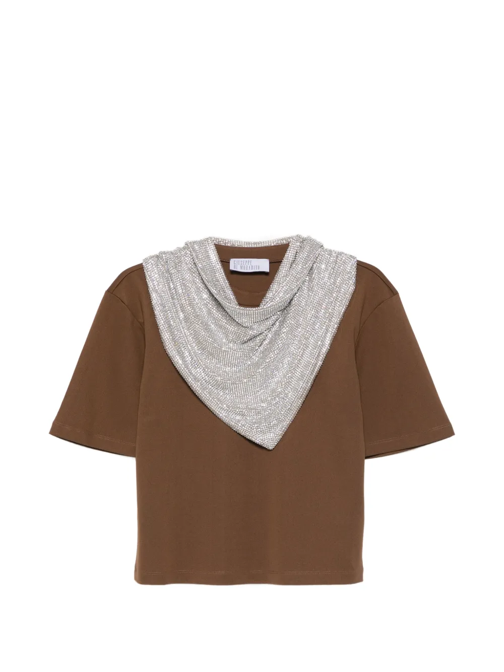 Giuseppe Di Morabito embellished-detail draped T-shirt - Marrone