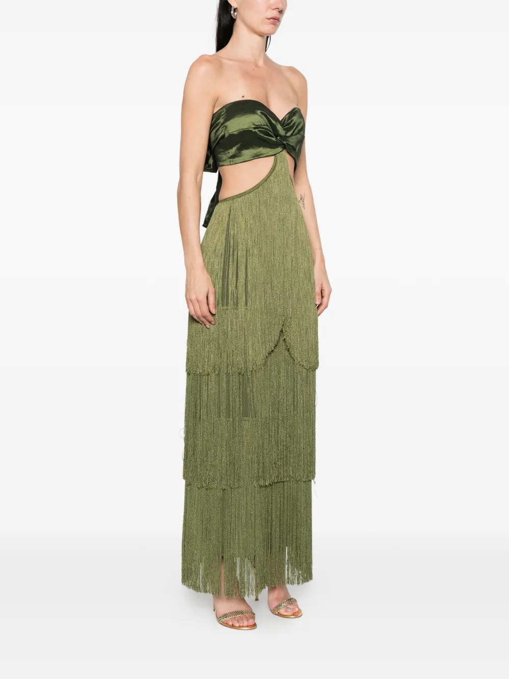  Bless Fringed Maxi Dress - Green 