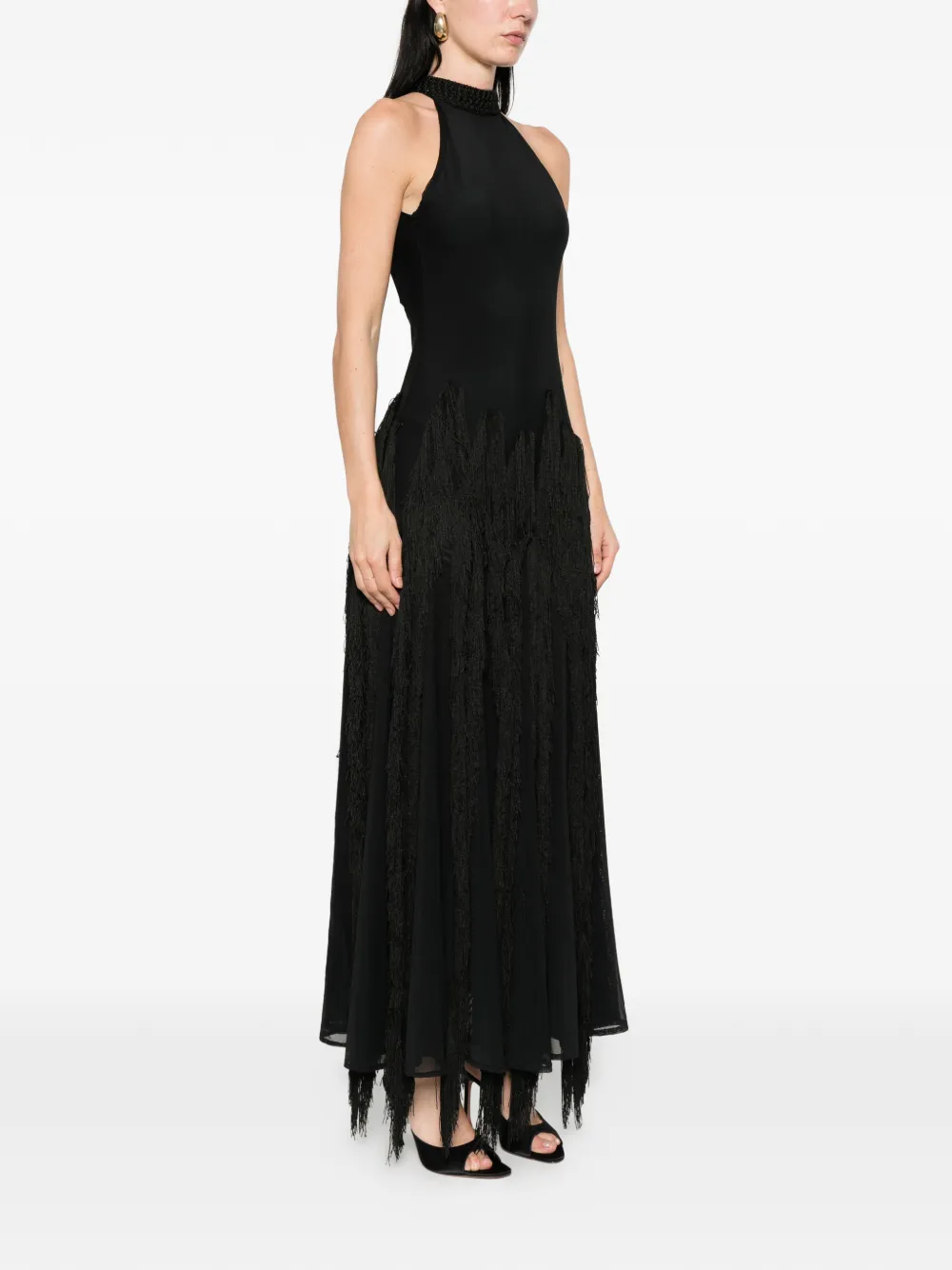  Bless Vestido Largo De Ganchillo - Negro 