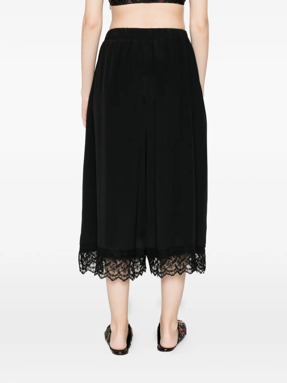lace-trim cropped trousers
