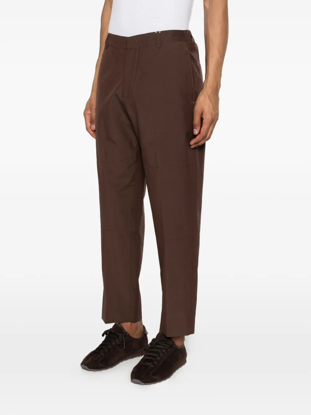  Greyed Belt-loop Trousers - Brown 