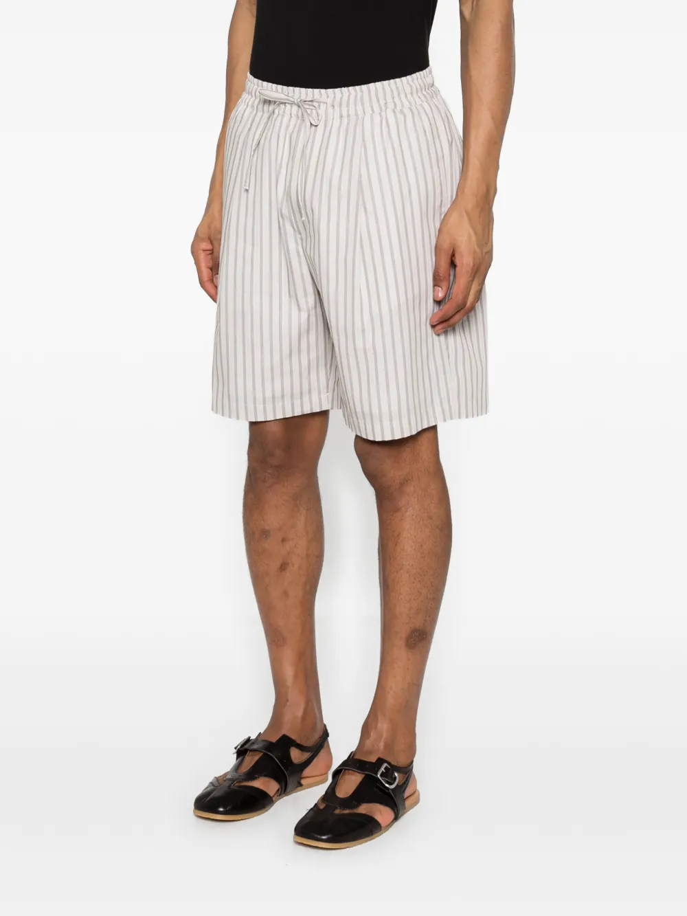  Greyed Striped Shorts - Neutrals 