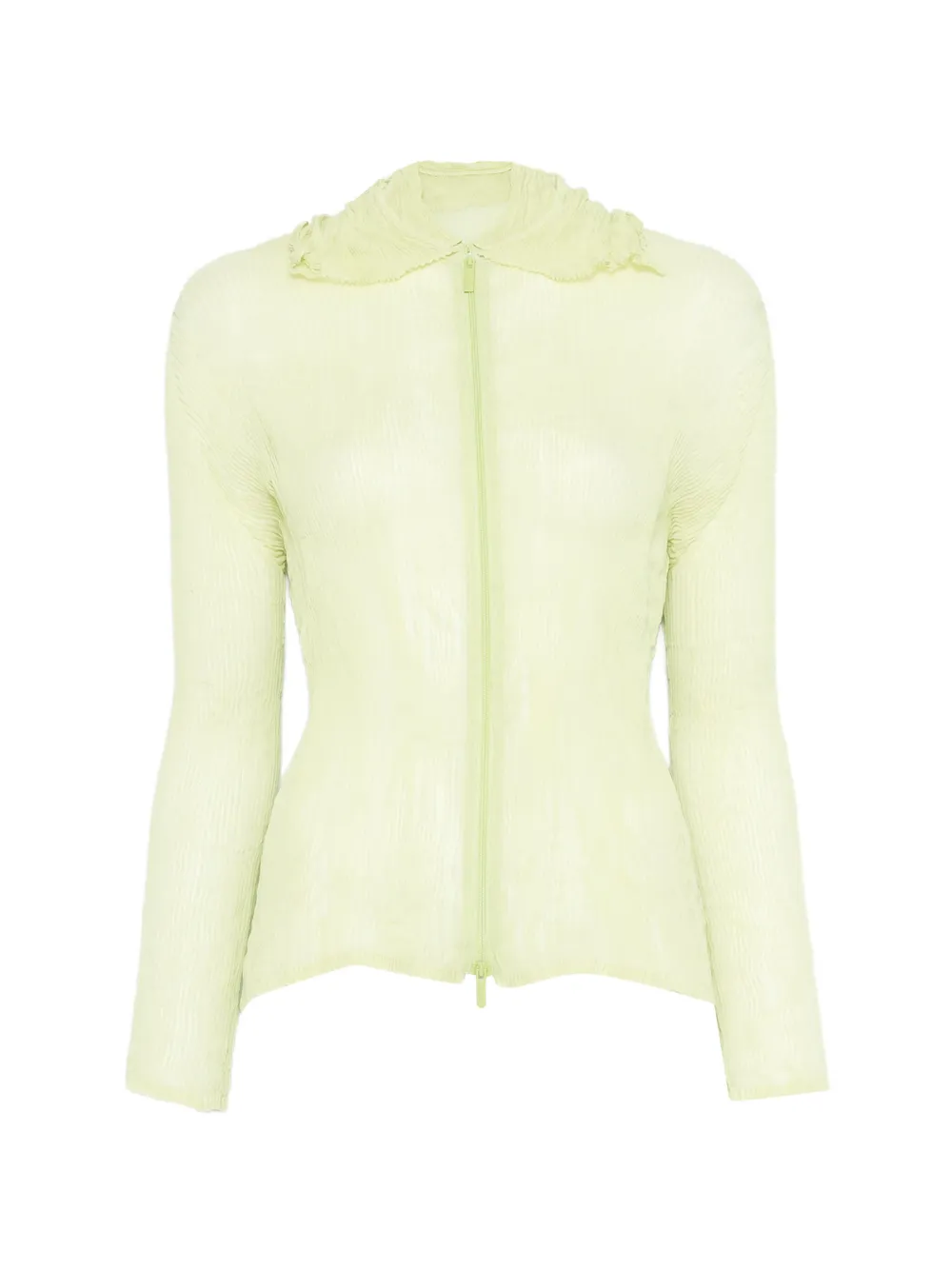 Issey Miyake ruffled zip-fastening shirt - Verde