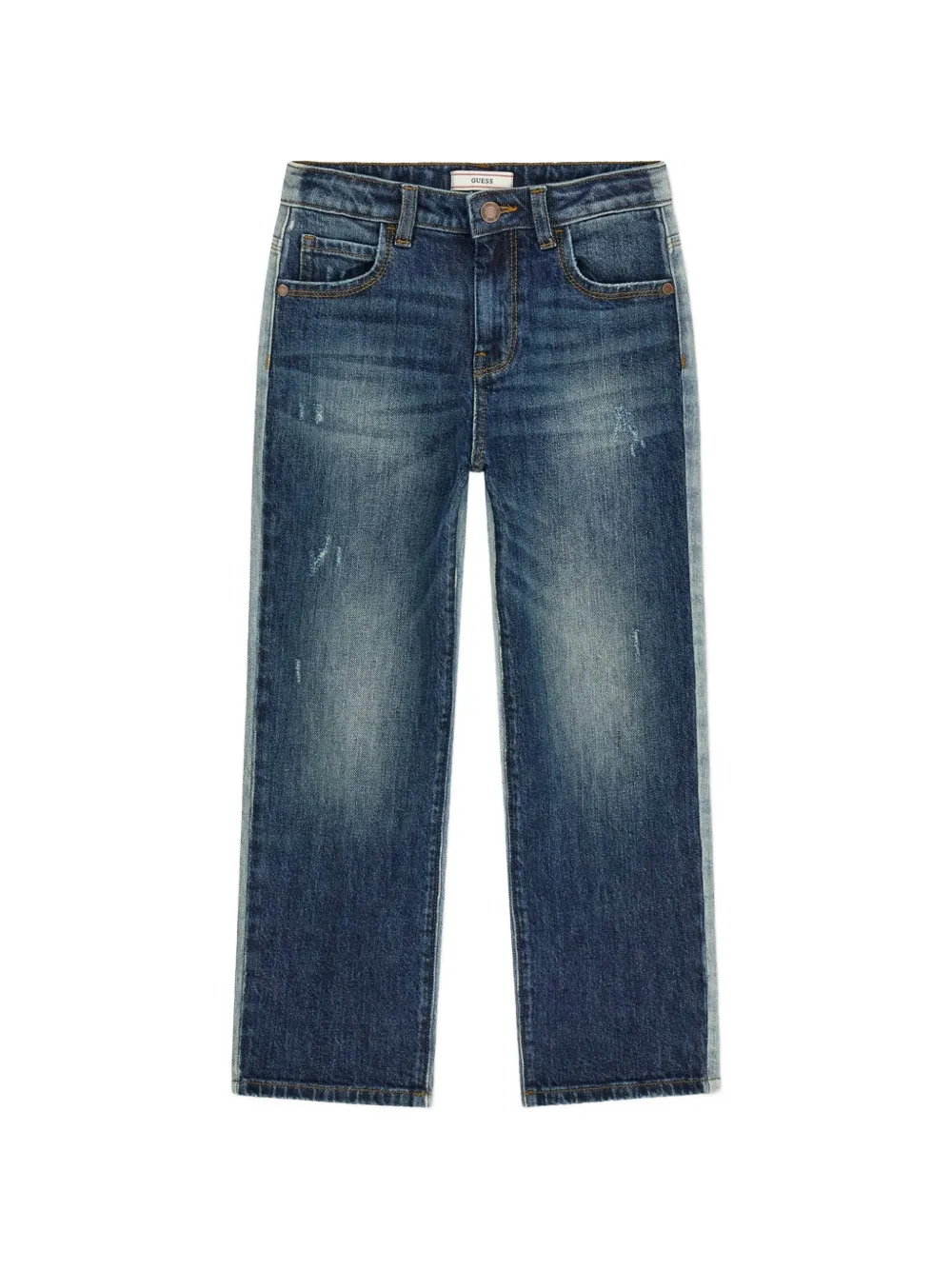 guess kids two-tone straight-leg jeans - Blu