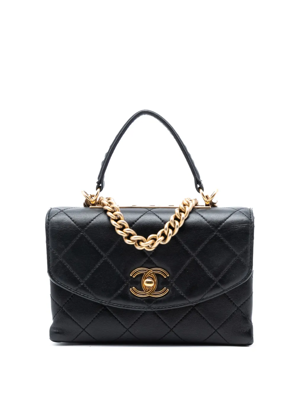 CHANEL Pre-Owned 2019 Small Quilted Lambskin Trendy Spirit Top Handle Bag satchel - Nero