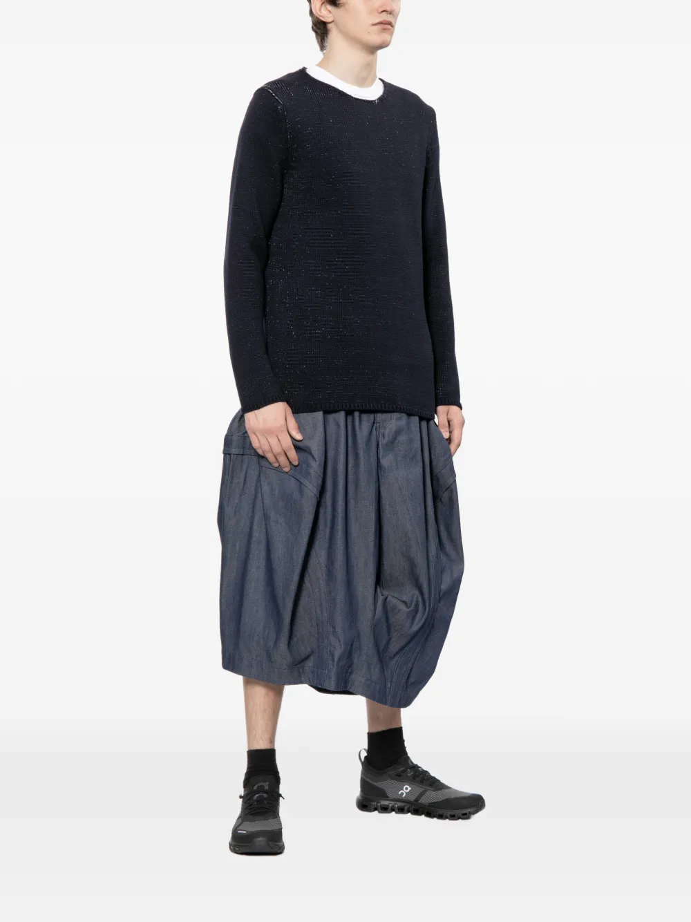 Black Comme Des Garçons Trui met ronde hals en lange mouwen Blauw