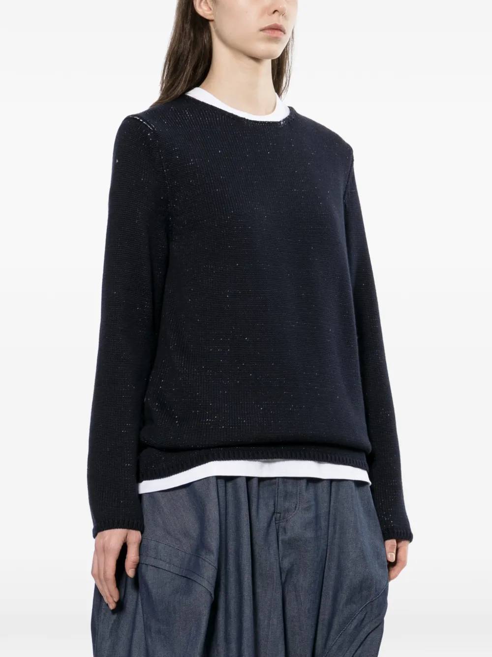 Black Comme Des Garçons Trui met ronde hals en lange mouwen Blauw