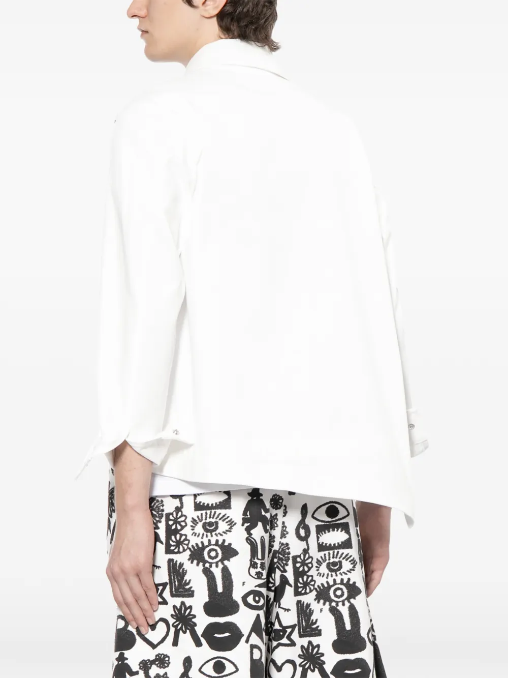 Black Comme Des Garçons Jack met print en knoop aan de zijkant Wit