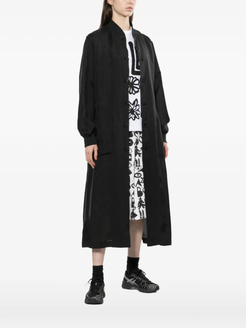Logo-Print See-Through Coat