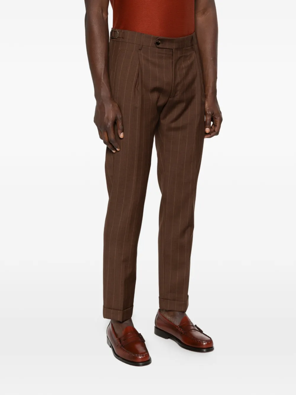 Pinstripe Pleated Trousers