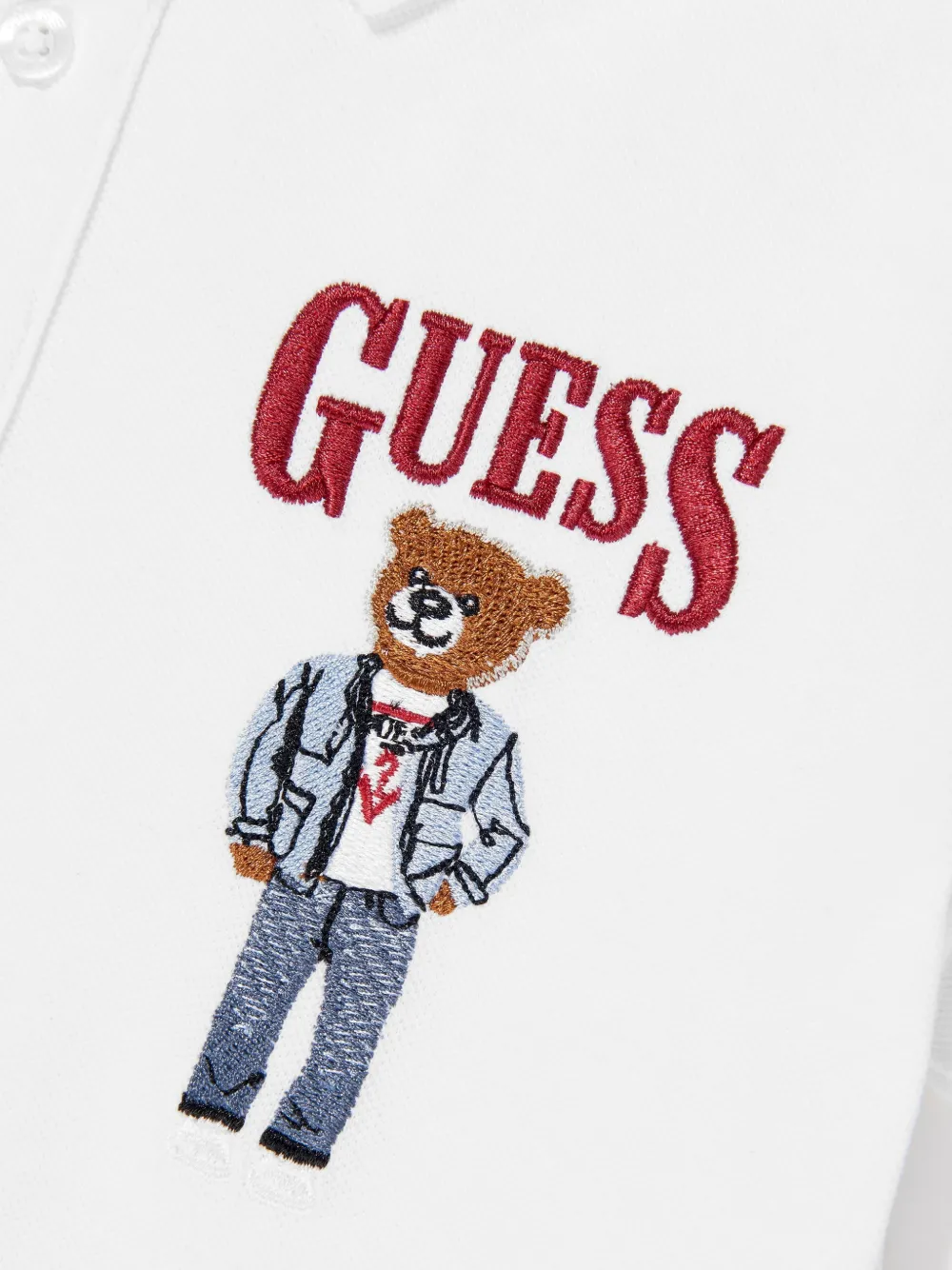 guess kids Poloshirt met beer-borduurwerk Wit