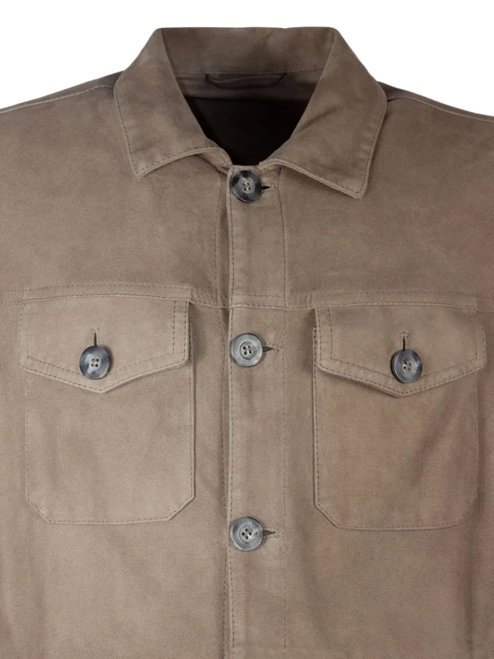  Volfagli Urano Button-front Suede Shirt Jacket - Neutrals 