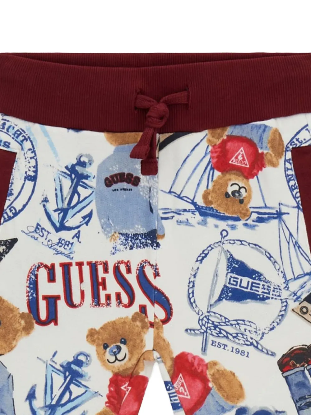 Bear-Print Drawstring Shorts