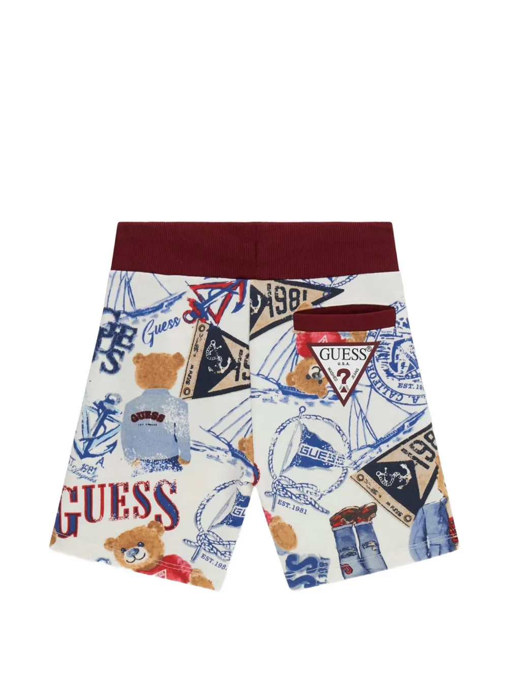 Bear-Print Drawstring Shorts