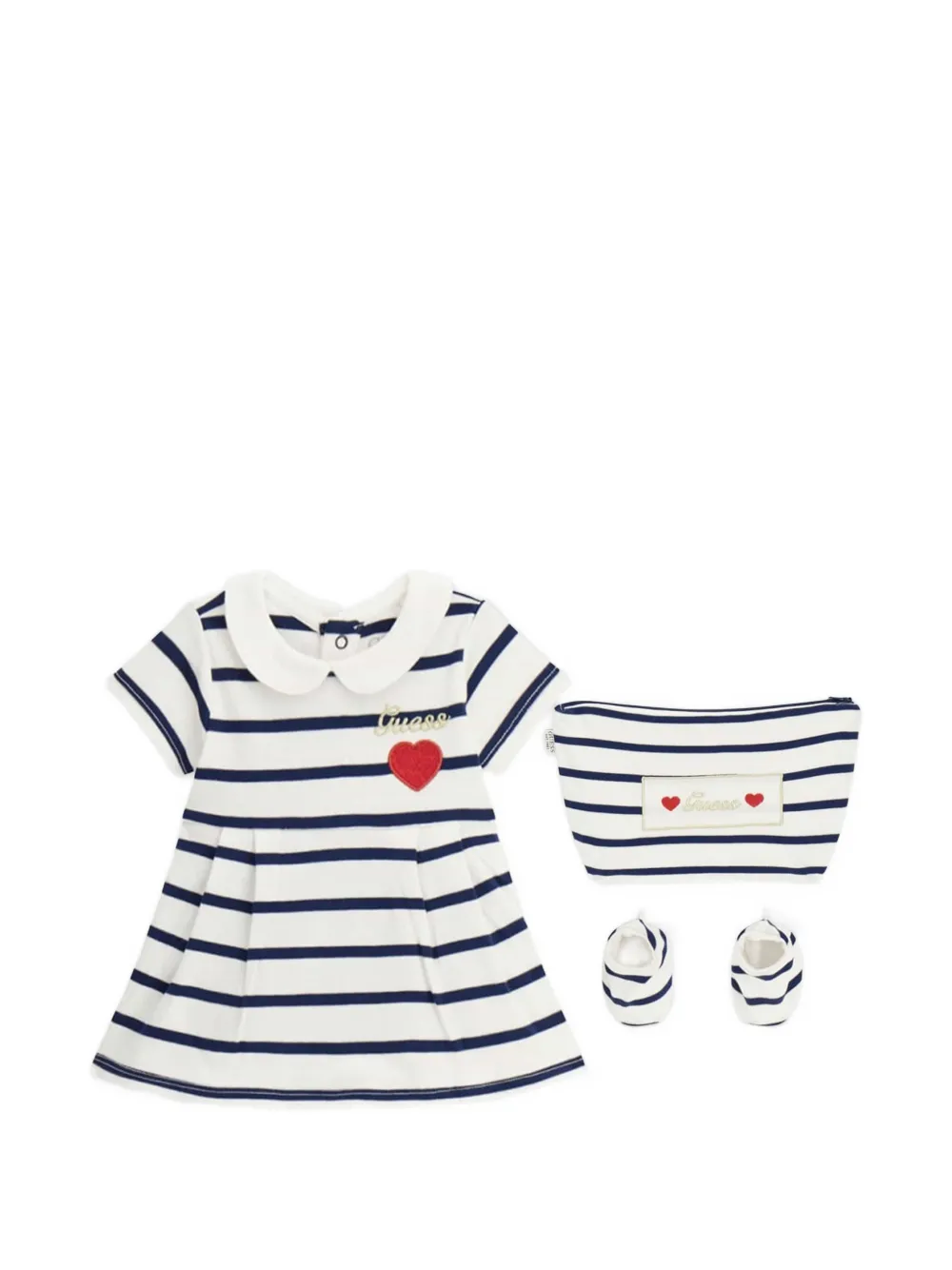 guess kids striped dress set - White