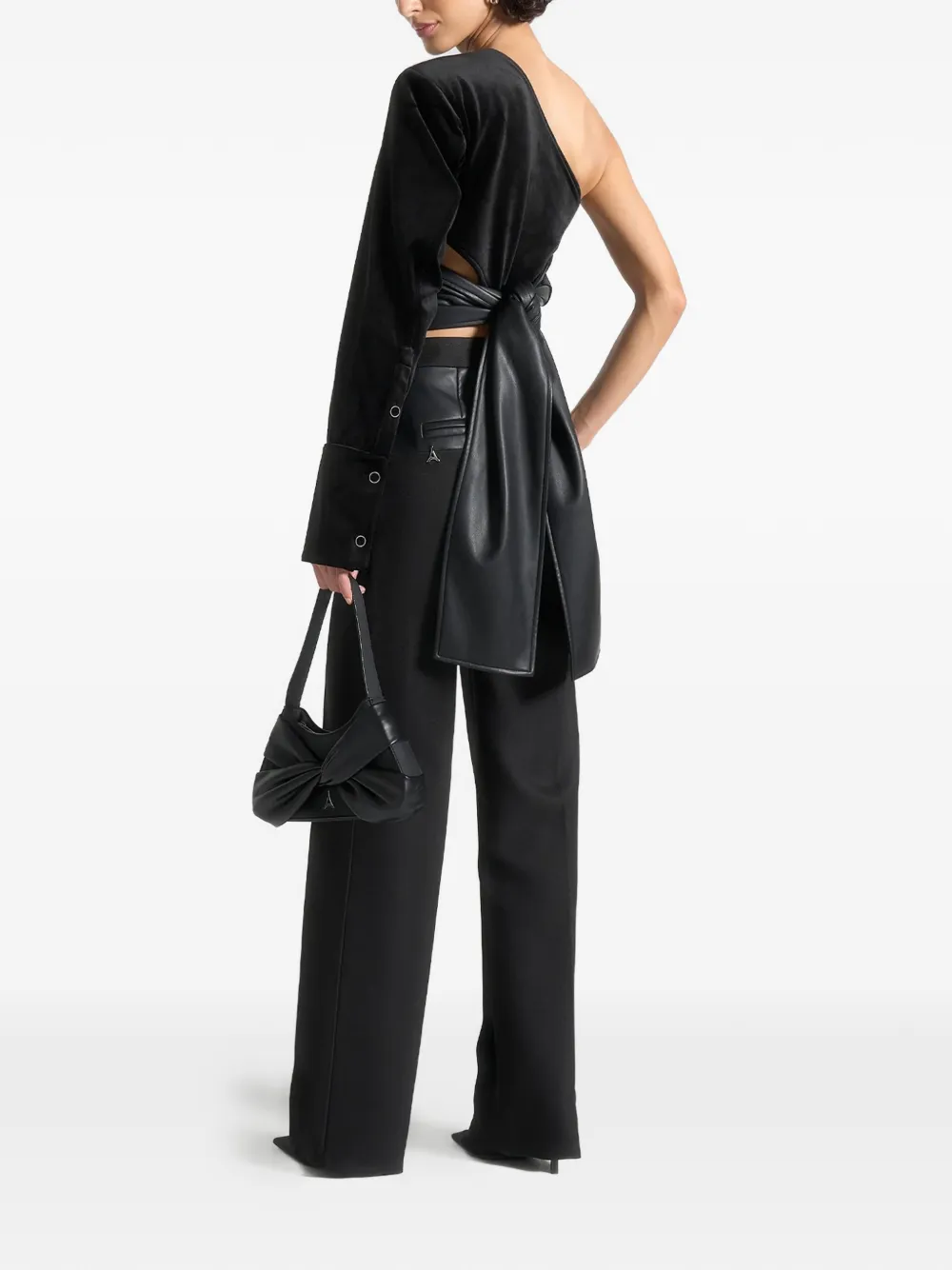 Manière De Voir Coralie fluwelen asymmetrische wikkeltop Zwart