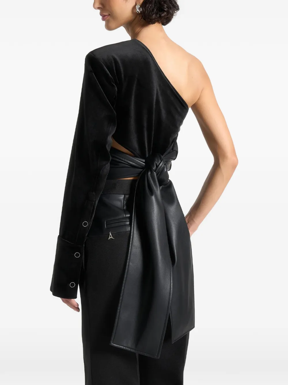 Manière De Voir Coralie fluwelen asymmetrische wikkeltop Zwart