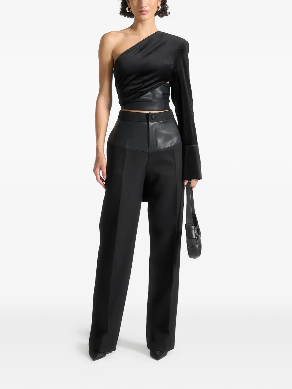 Manière De Voir Coralie fluwelen asymmetrische wikkeltop Zwart