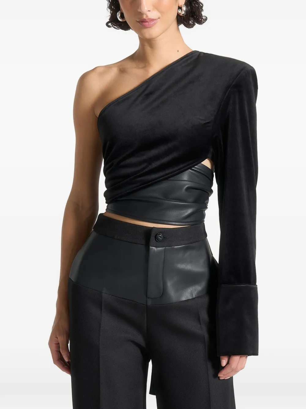 Manière De Voir velvet wrap top - Nero