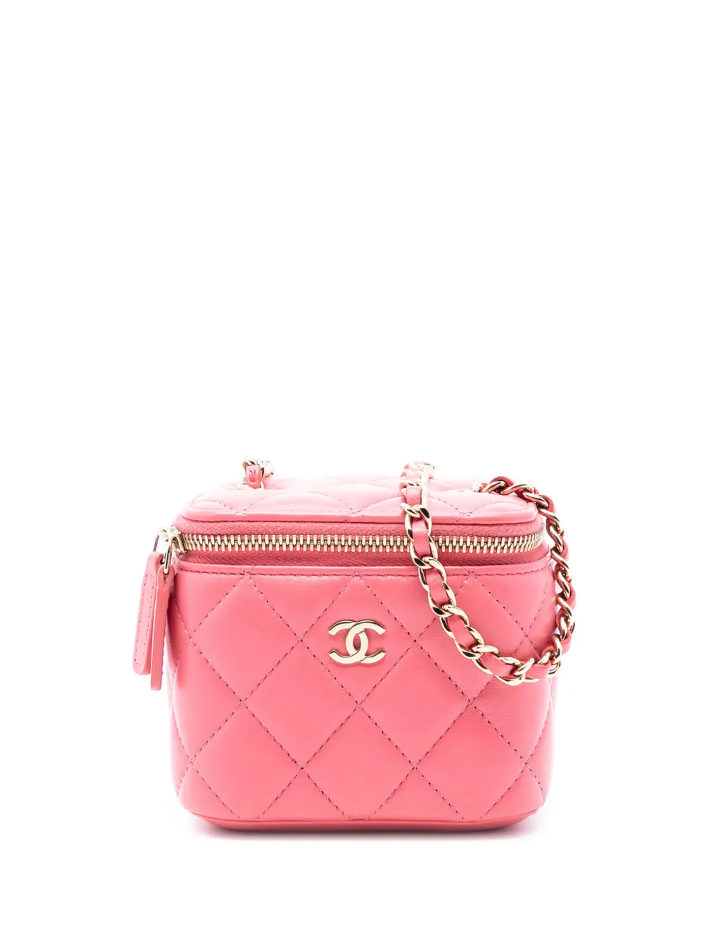 CHANEL Pre-Owned Borsa a tracolla mini in pelle di agnello trapuntata con manico e catena - Rosa