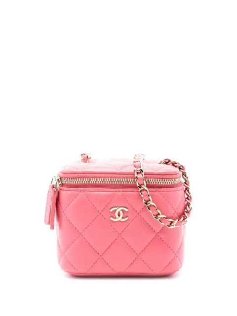 CHANEL Pre-Owned 2020 Mini Quilted Lambskin Top Handle Vanity Case With Chain crossbody bag